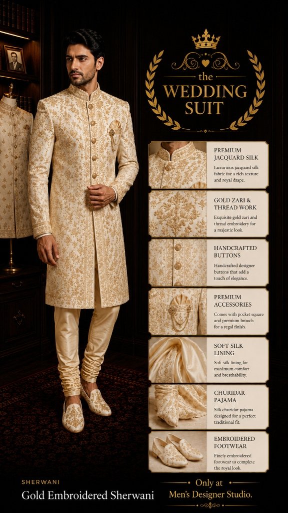 Gold Embroidered Sherwani