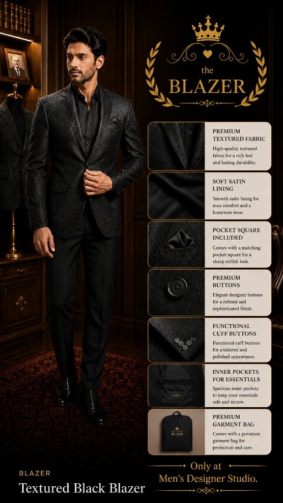 Textured Black Blazer